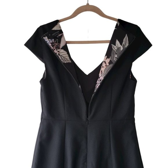 Portmans short sleeve black textured sheath dress with fluted ruffle ski… - Picture 4 of 12